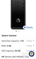 Hp slim line 290-P0058lL core i3 Hard disk 1500TB 4GBb Ram Rs 20,000.