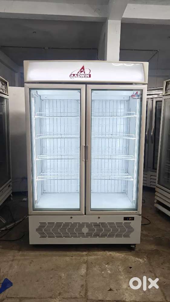 double door glass fridge