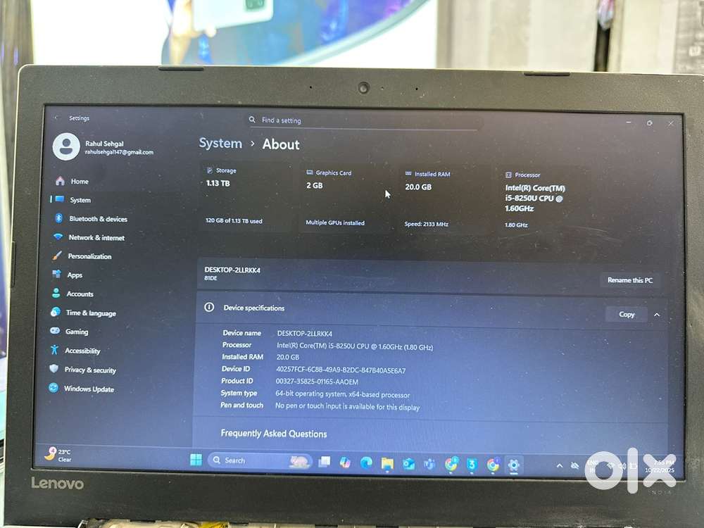 Lenovo ideapad i5 9th gen 20gb ram 2gb graphic card