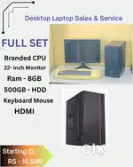 full set ram-8gb-branded cpu-500gb hdd-replacement Warranty-monitor
