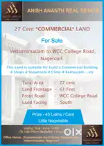 27 Cent Commercial Land for Sale near WCC, Nagercoil