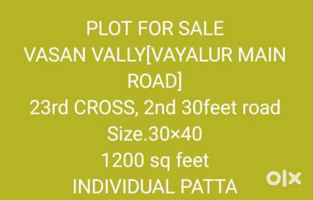 PLOT FOR SALE VASAN VALLEY