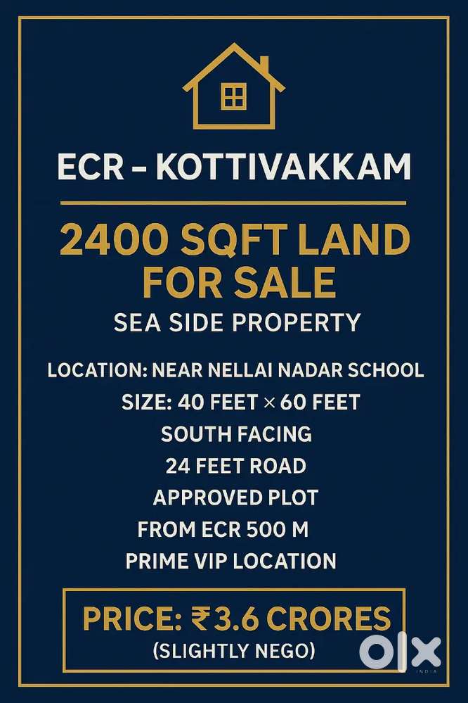 ECR KOTTIVAKKAM 2400 SQFT LAND SALE