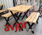 New Stylish Wooden Top Cafe Table with Black Metal Legs – restaurant