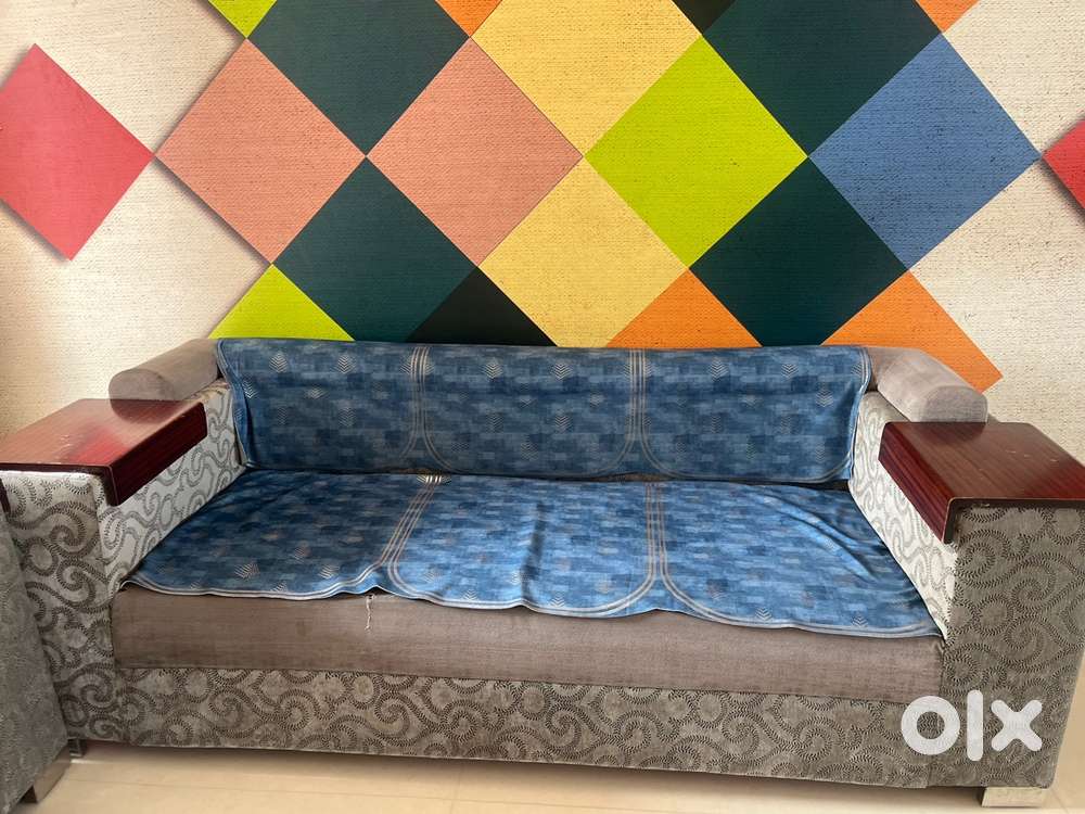 5-Seater Premium Sofa with Sleepwell Cushioning  and Wooden Handrest