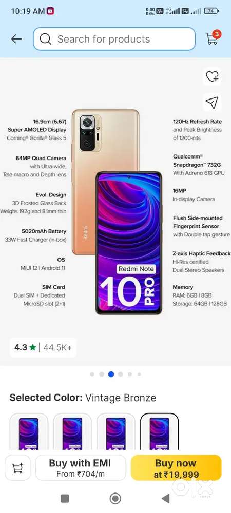 Redmi Note 10 Pro Vintage Bronze 128GB (6GB RAM)
