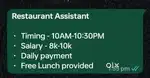 Working as a restaurant assistant