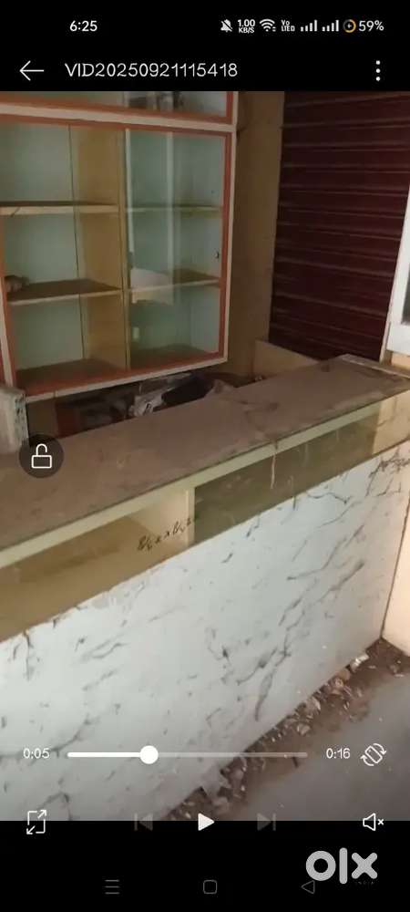 Shop counter for sale 7.5ft x1.3 ft glass top