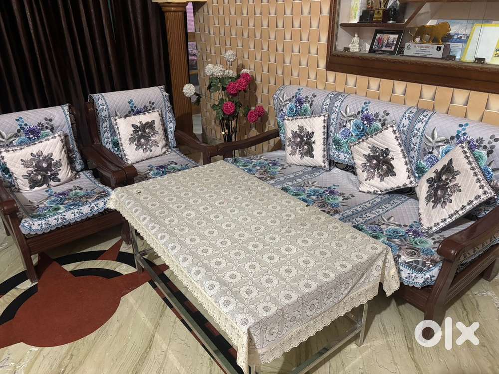 5 seater sagon wood sofa set with table