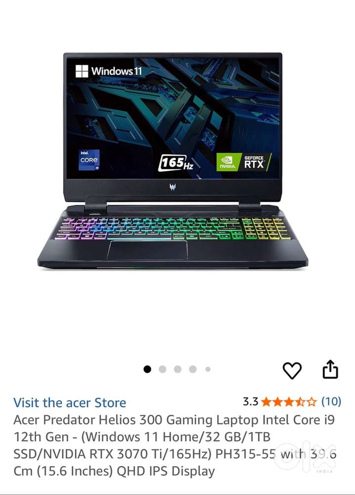 Acer prediater Helios i9 12900H RTX 3070Ti