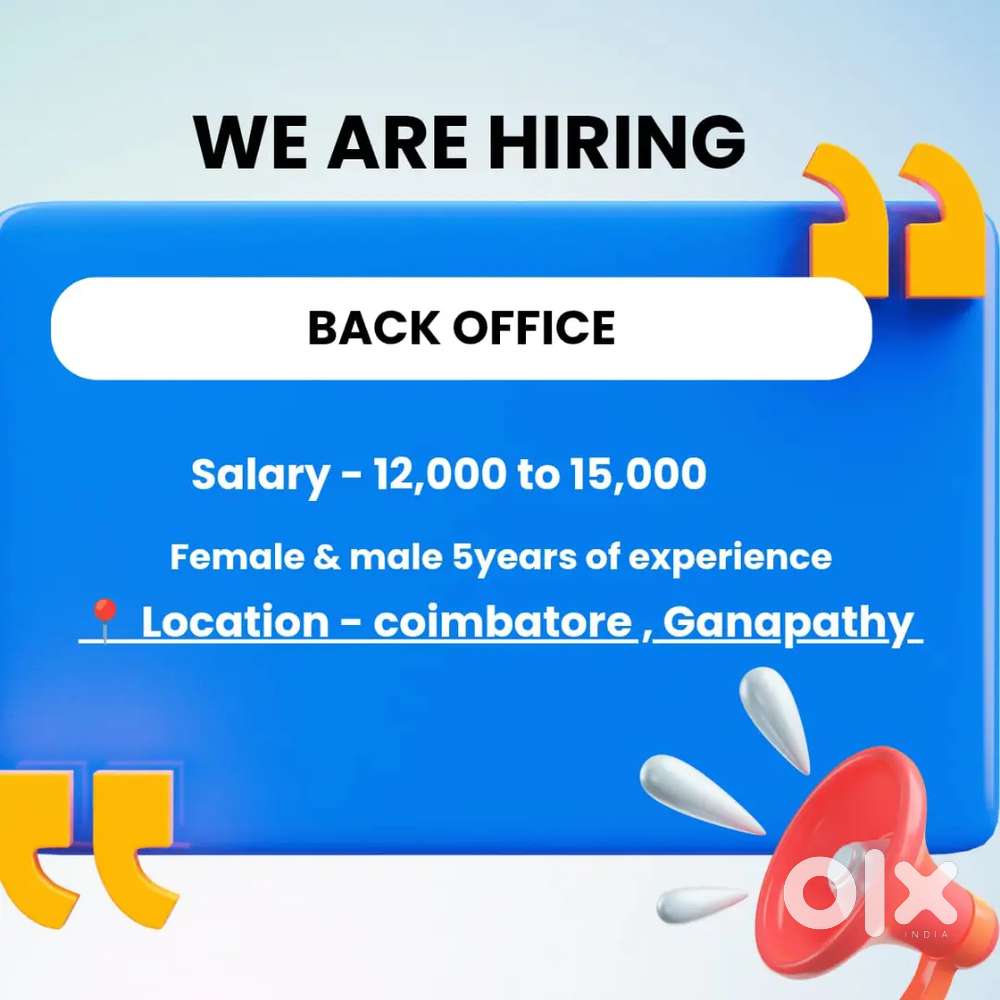 We are hiring back office executive