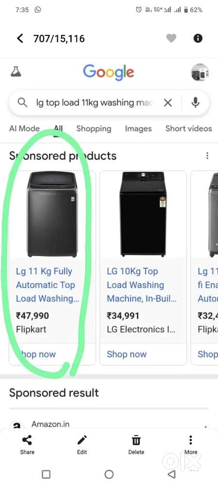 11kg LG toplord masin inverter model