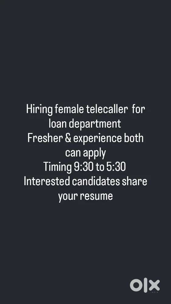 Required female telecaller for calling