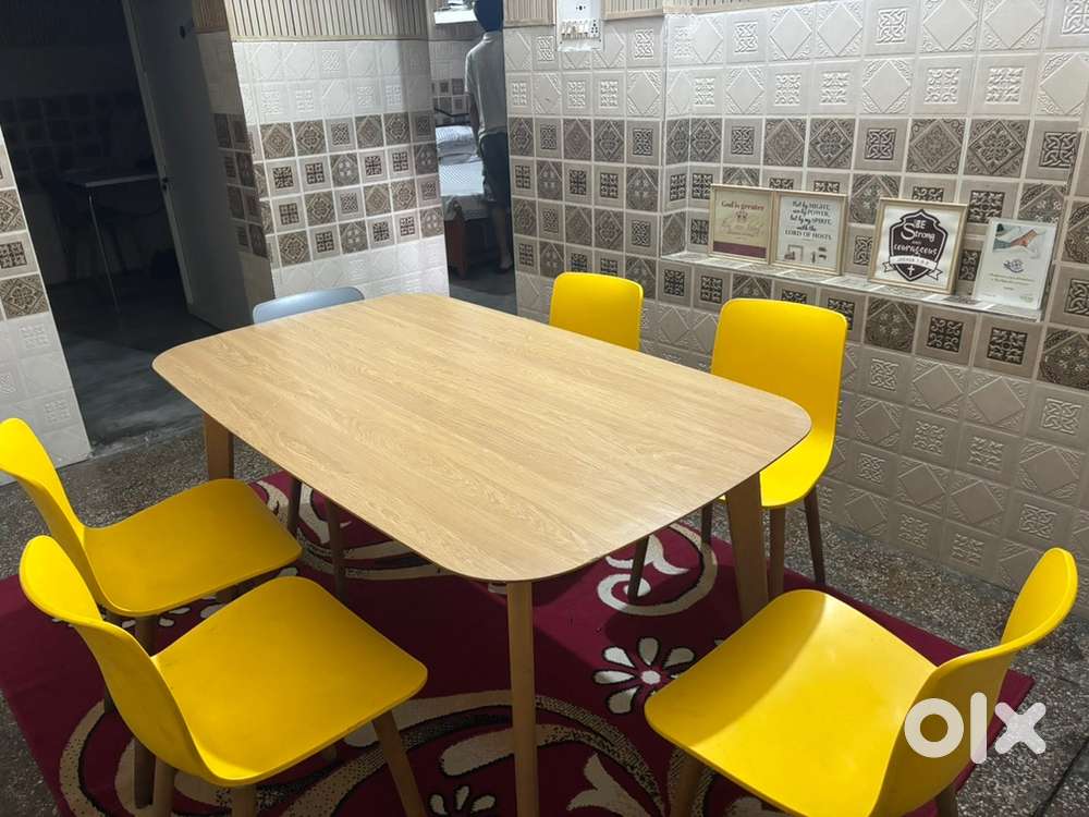 Teak+Ply wood table with 6 wooden chairs