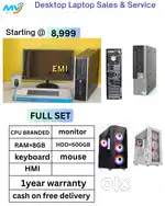 CPU - Branded Intel  Ram - 8GB DDR3  Hard Disk - 500GB  Monitor  Keyb