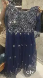 Blue colour long frock with broad length... Comfortable with m,l size
