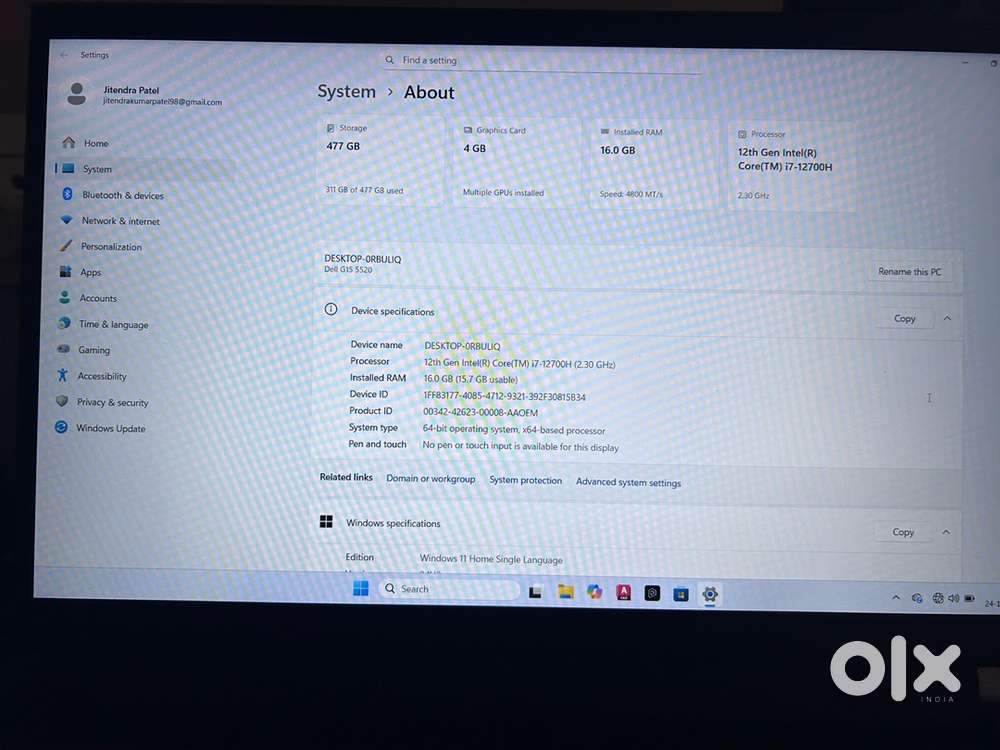 Dell G15 5530 intel core i7