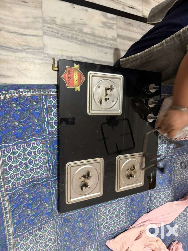 Glass Gas Top 3 Burner Automatic Stove