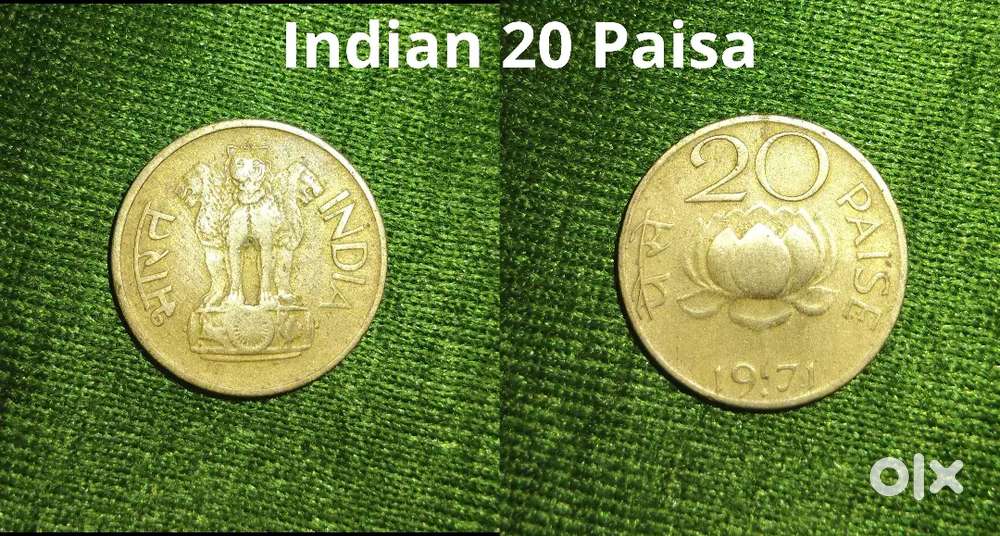 Indian 20 Paisa Coin and Old Indian Stamps For Sale