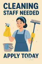 Cleaning staff needed for shop