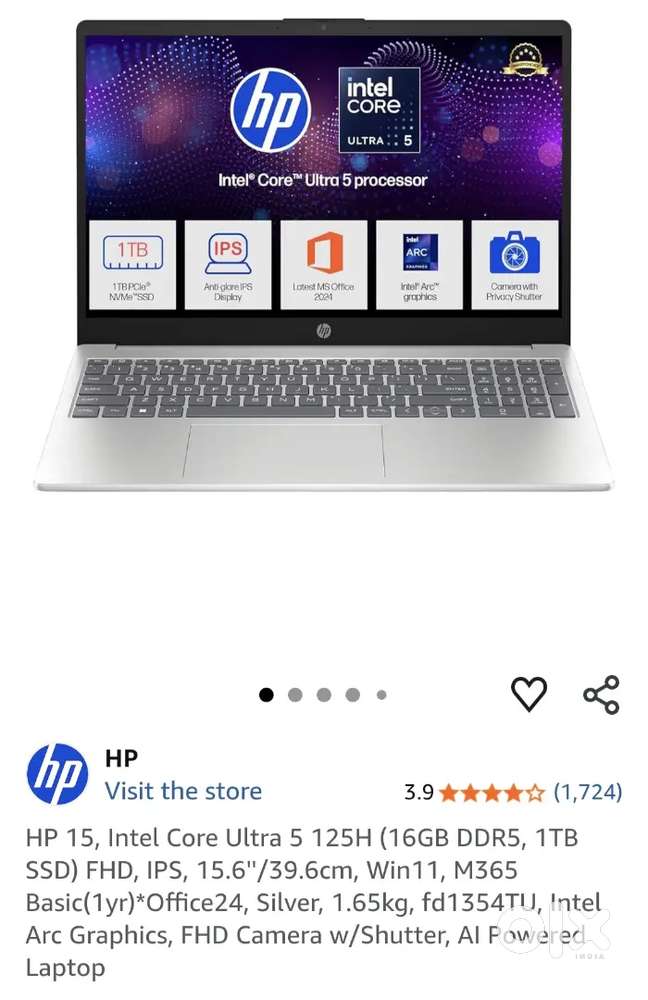 Hp 15, Intel ultra core 5 125H (16gb, 1tb ssd)