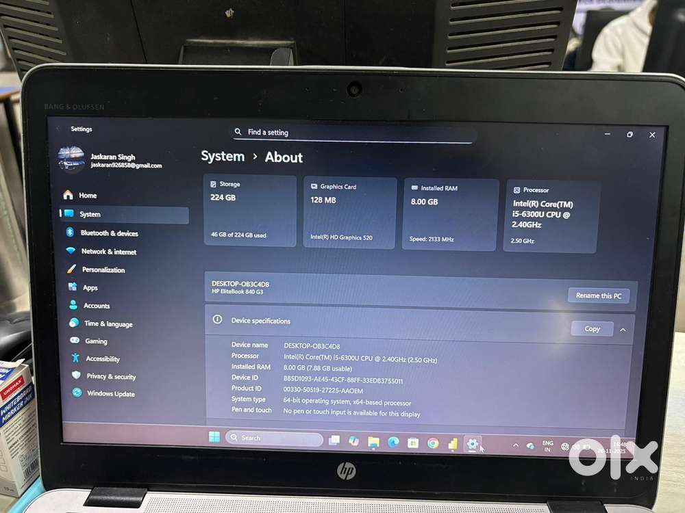HP Elite Book 853 G3 windows.10 i5 6th Generation