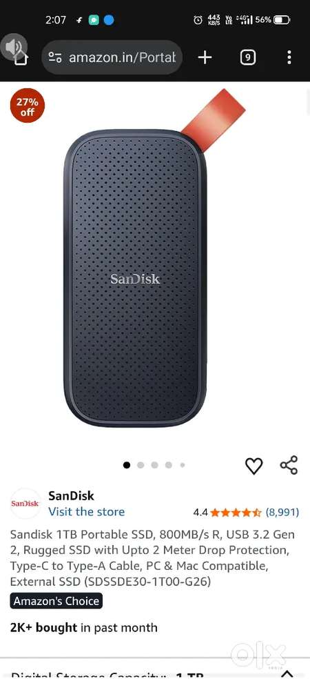 SanDisk ssd 1 tab 800 mbps