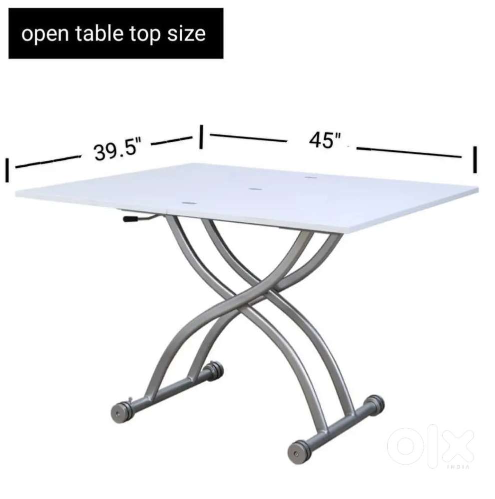 Coffee cum Dining Table – Glossy White (with Height Adjustable)