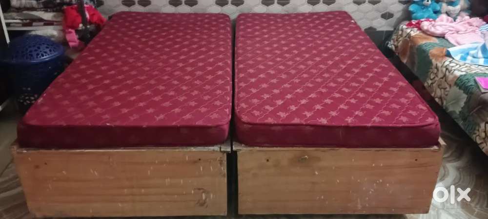 Double bed frame with mattresses