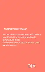 Preschool Teacher wanted