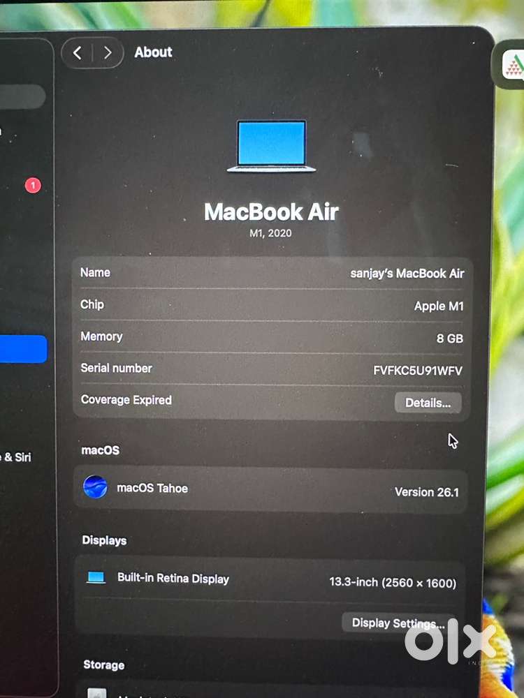 MacBook Air M1 (96% Battery/Cycle 51) - 8GB/256GB - Full Box