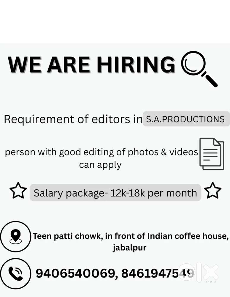 Person with good photo & video editing should apply