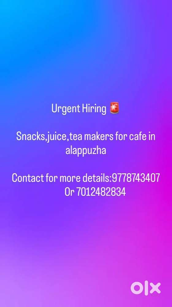 Urgent needed..tea,snacks,juice makers