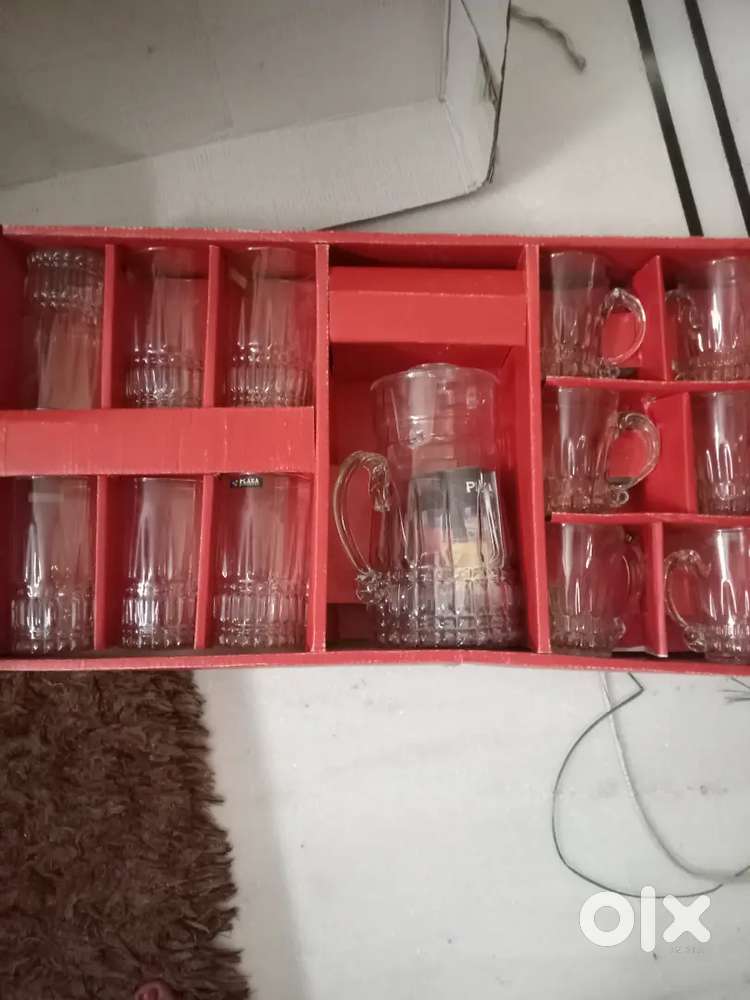 Glass Crockery 13 piece (tea & shikanji set)