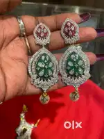 Meenakari american diamond earrings