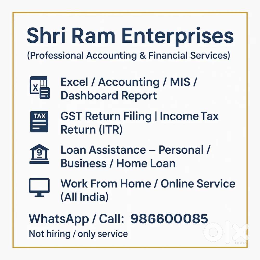 Service for Reporting Excel,Gst,Income Tax