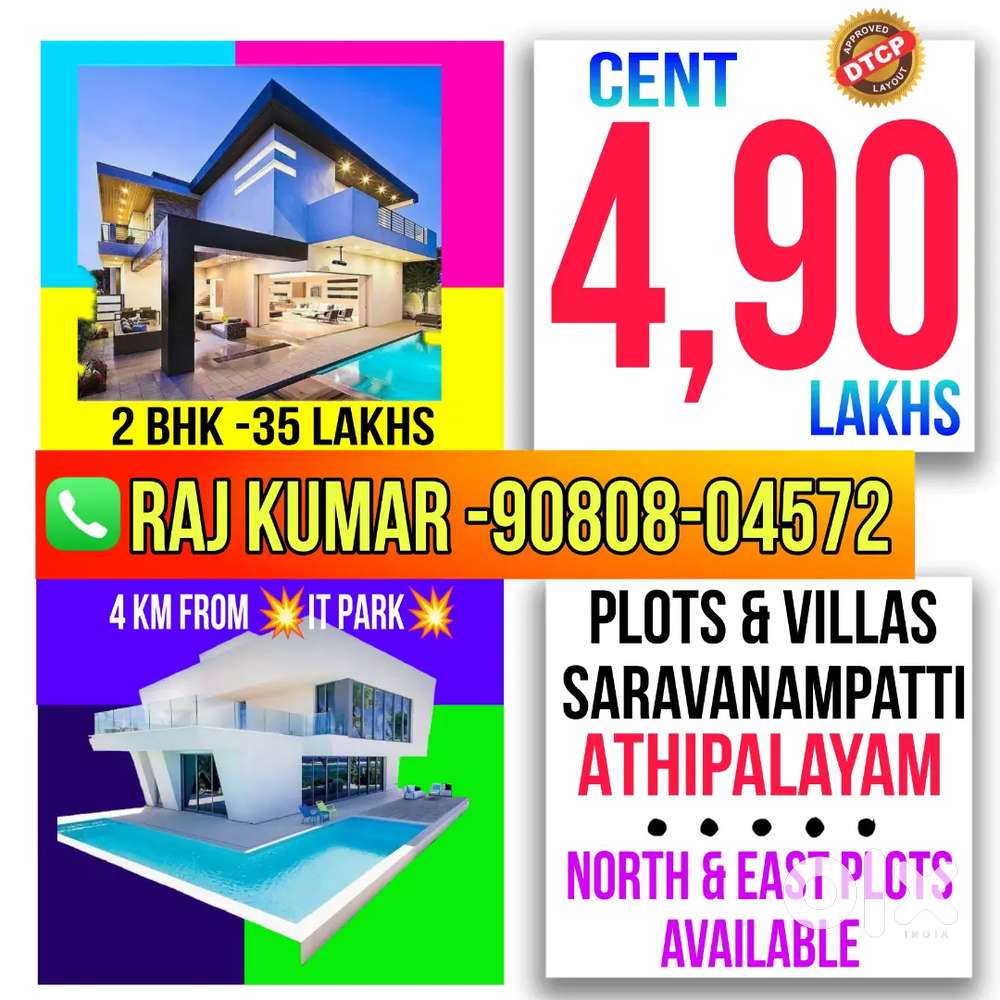 Saravanampatti residential DTCP plots for sale at Athipalayam