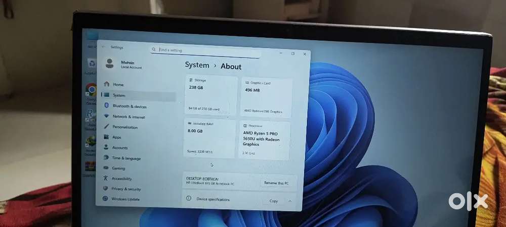 HP EliteBook 845 G8 Notebook PC  256 nvme good bettery backup