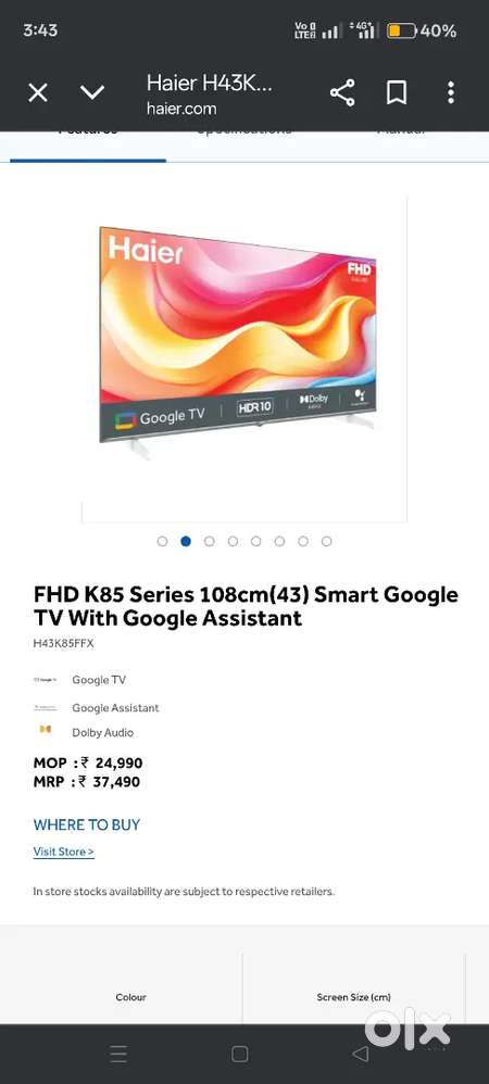Haier Full HD google TV