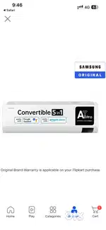 SAMSUNG 2024 MODEL AI PRO 1.5 TON 3 STAR SPLIT INVERTER AC WITH WIFI