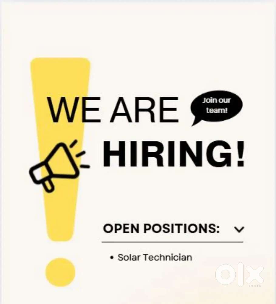 Need freshers for Solar Technician jobs