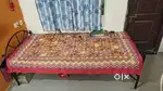 Single cot with matterss, 1 plastic dinning table with 2 chair