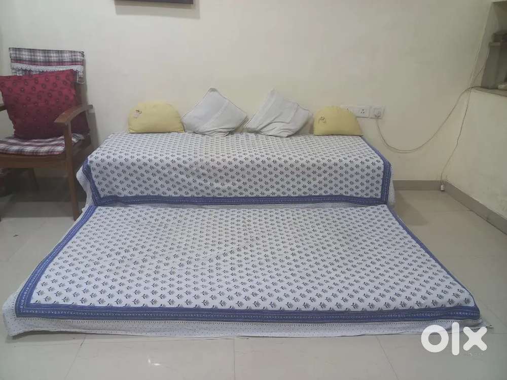 Bed, wardrobe, mattress and table