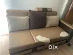 5-Seater Sofa Set with 2 Puffy Stools – Used, Good Condition
