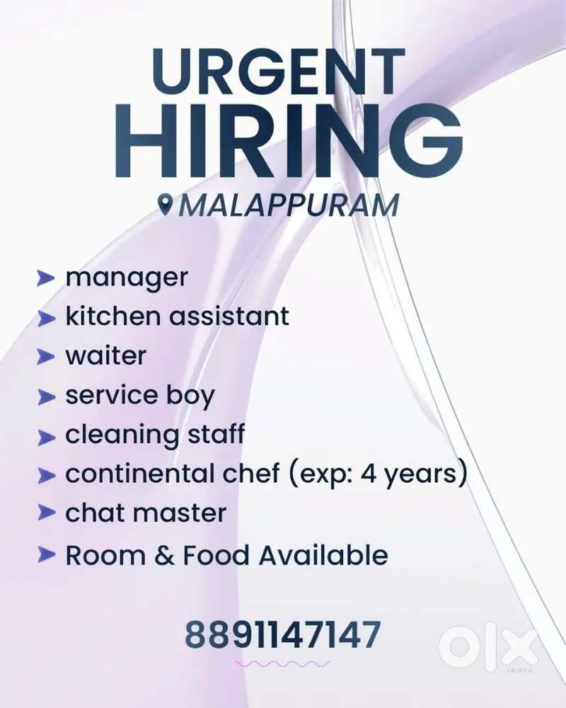 Urgently hiring. good salary