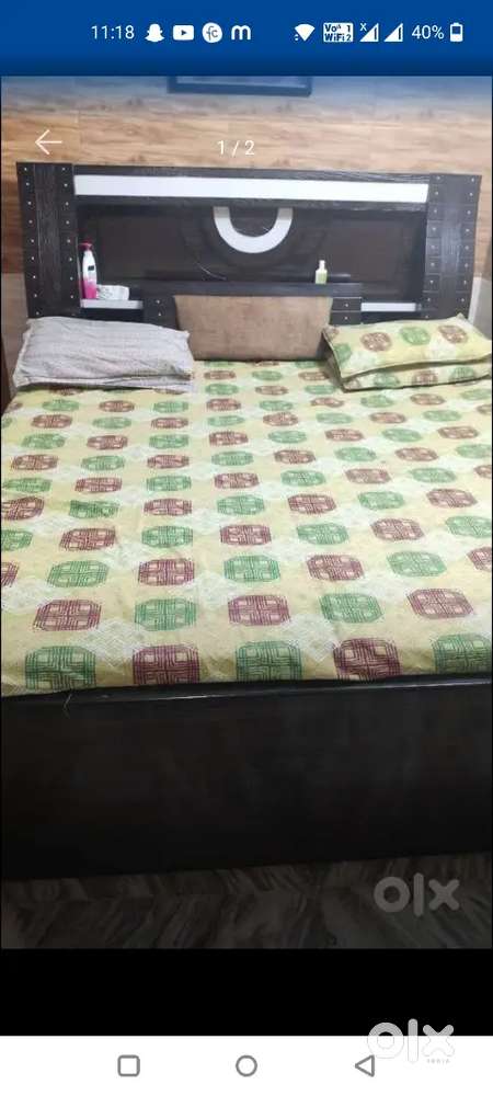 Double bed (wdout mattress)wd extra height and 7 seater sofa wd table