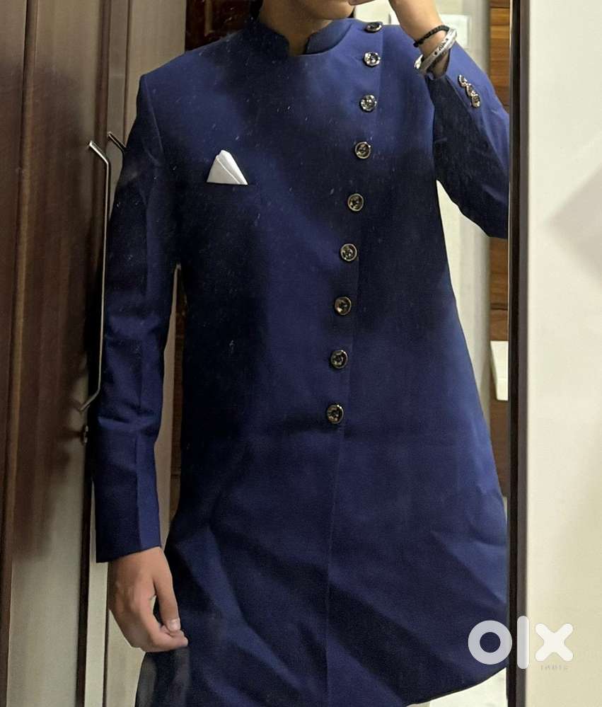Royal blue indo western set for men