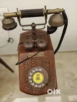 “Antique Wooden Telephone with Clock – Vintage Home Décor Piece”