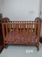 Babyhug Wooden Cot with Mattress