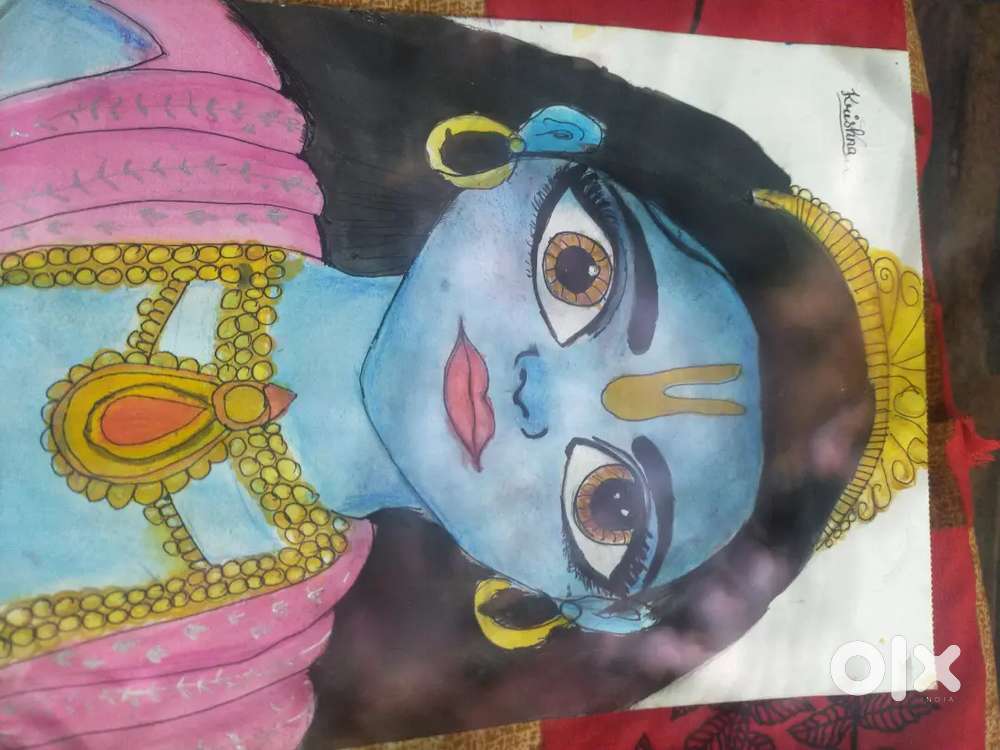 Drawing of krishna with a surprise drawing at the back